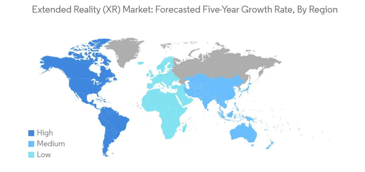 Market analysis of Extended Reality (XR) Market: Chart on forecasted growth rate by region
